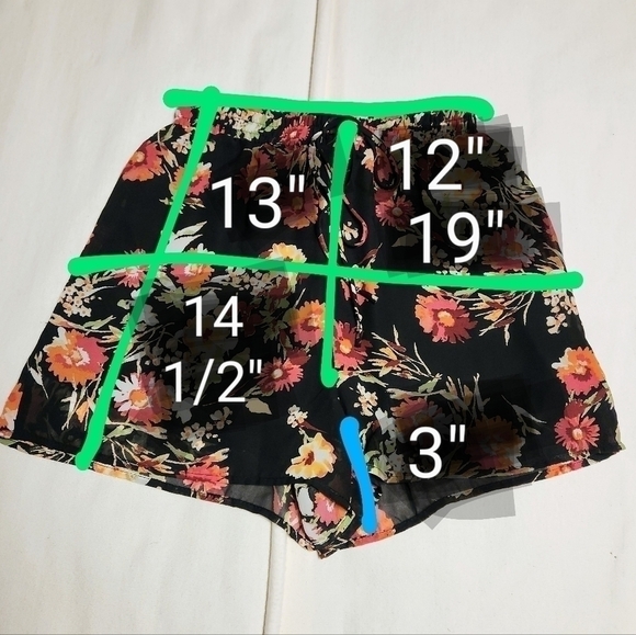 Dee Elly Floral Print Chiffon Drawstring Shorts Black Pink Small - Picture 12 of 12
